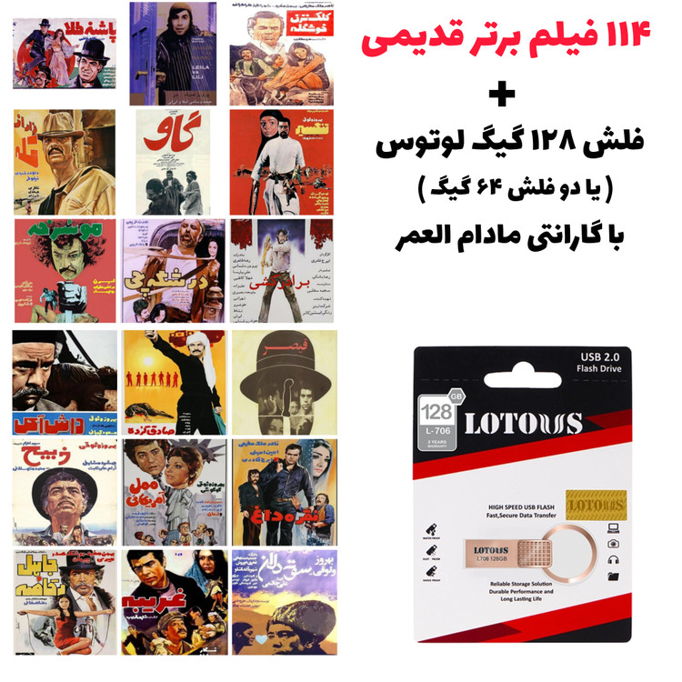 آرشیو ۱۱۴ فیلم قدیمی ایرانی در فلش مموری ۱۲۸ گیگ